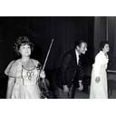 D027. Ruth Posselt, Philip Spurgeon, conductor, and unidentified woman, Florida State University concert, 1973.
